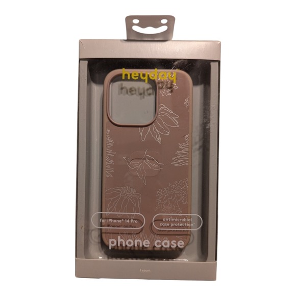 F5.‎ Heyday Phone Case For Apple iPhone 14 Pro - Warm Taupe With White Flowers - Picture 1 of 1
